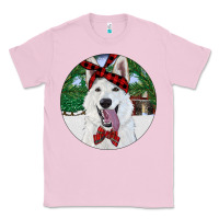 Bubblegum Pink Christmas White Shepherd With Cowhide Classic Tee - RanaPortraitStore