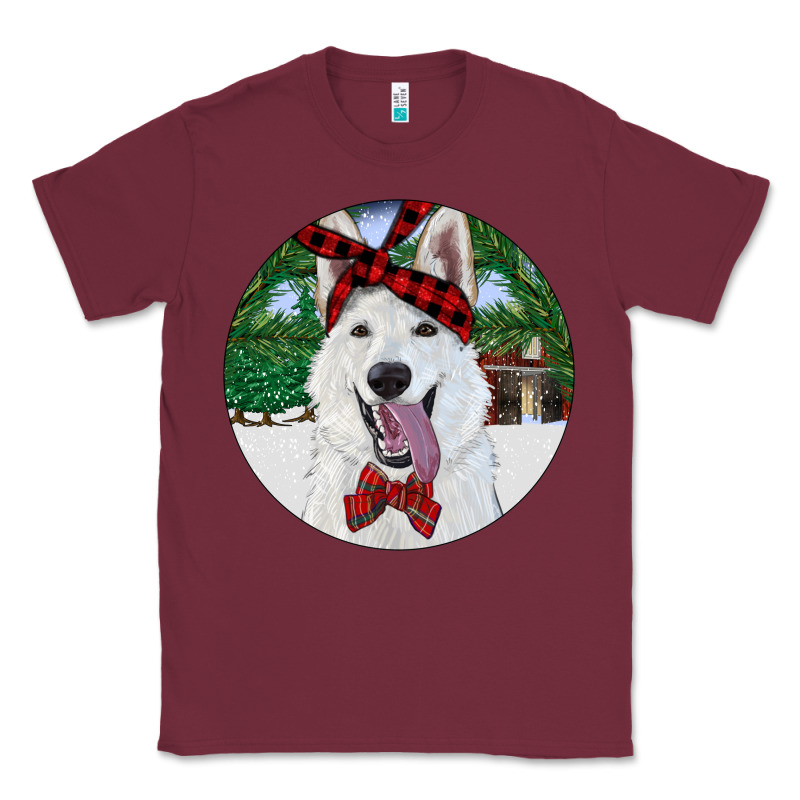 Christmas White Shepherd With Cowhide Classic Tee by RanaPortraitStore | Teevron