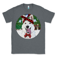 Charcoal Heather Christmas White Shepherd With Cowhide Classic Tee - RanaPortraitStore