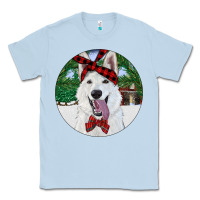 Dusty Blue Christmas White Shepherd With Cowhide Classic Tee - RanaPortraitStore