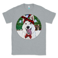Heather Grey Christmas White Shepherd With Cowhide Classic Tee - RanaPortraitStore