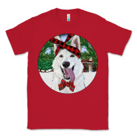 Red Christmas White Shepherd With Cowhide Classic Tee - RanaPortraitStore