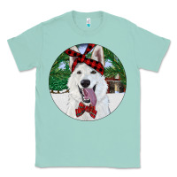 Seafoam Christmas White Shepherd With Cowhide Classic Tee - RanaPortraitStore