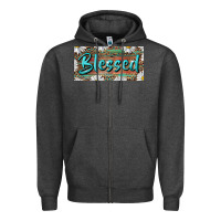 Charcoal Heather Blessed With Daisy And Leopard Zipper Hoodie - RanaPortraitStore