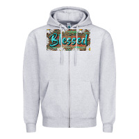 Heather Grey Blessed With Daisy And Leopard Zipper Hoodie - RanaPortraitStore