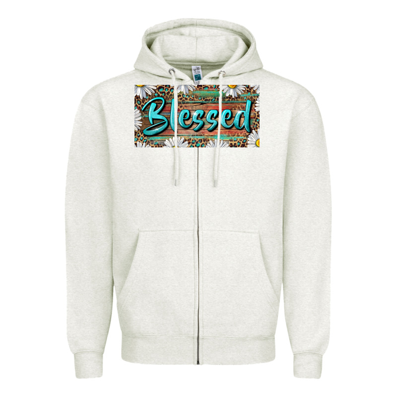 Blessed With Daisy And Leopard Zipper Hoodie by RanaPortraitStore | Teevron