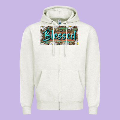 Zipper Hoodie Blessed With Daisy And Leopard