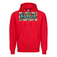 Red Blessed With Daisy And Leopard Zipper Hoodie - RanaPortraitStore