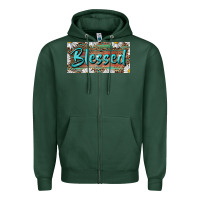 Sports Green Blessed With Daisy And Leopard Zipper Hoodie - RanaPortraitStore