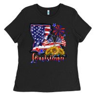 Black 4th of july  louisiana map Ladies Tee - BarkalooDesign