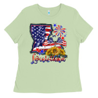 Matcha 4th of july  louisiana map Ladies Tee - BarkalooDesign
