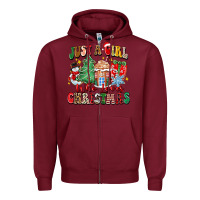 Burgundy just a girl who loves christmas Zipper Hoodie - Zillion Design Studio