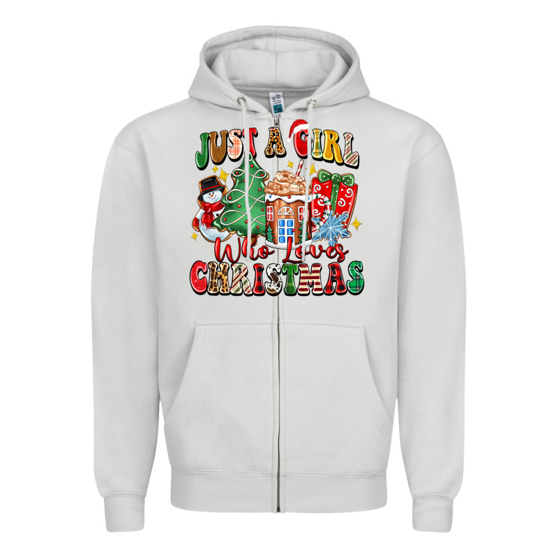Just A Girl Who Loves Christmas Zipper Hoodie by Zillion Design Studio | Teevron