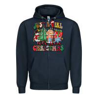 Navy just a girl who loves christmas Zipper Hoodie - Zillion Design Studio