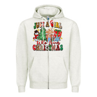 Oatmeal Heather just a girl who loves christmas Zipper Hoodie - Zillion Design Studio