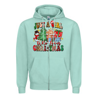 Seafoam just a girl who loves christmas Zipper Hoodie - Zillion Design Studio