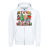 White just a girl who loves christmas Zipper Hoodie - Zillion Design Studio