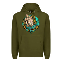 Army Green western praying hands prayer rosary  faith cross Premium Hoodie - BarkalooDesign