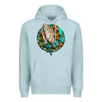 Blue Mist western praying hands prayer rosary  faith cross Premium Hoodie - BarkalooDesign