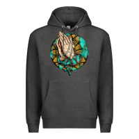 Charcoal Heather western praying hands prayer rosary  faith cross Premium Hoodie - BarkalooDesign