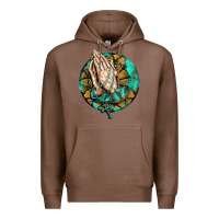 Chestnut western praying hands prayer rosary  faith cross Premium Hoodie - BarkalooDesign