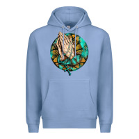 Colony Blue western praying hands prayer rosary  faith cross Premium Hoodie - BarkalooDesign
