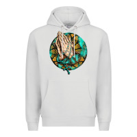 Dove Grey western praying hands prayer rosary  faith cross Premium Hoodie - BarkalooDesign