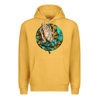 Mustard western praying hands prayer rosary  faith cross Premium Hoodie - BarkalooDesign