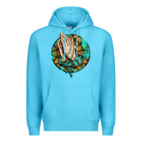 Ocean Blue western praying hands prayer rosary  faith cross Premium Hoodie - BarkalooDesign