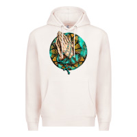 Pale Pink western praying hands prayer rosary  faith cross Premium Hoodie - BarkalooDesign