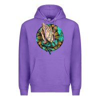 Purple western praying hands prayer rosary  faith cross Premium Hoodie - BarkalooDesign