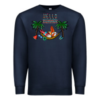 Navy hello summer Premium Sweatshirt - CowhideDigitalArt