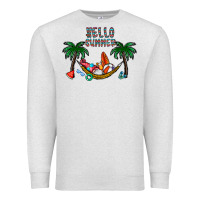 Oatmeal Heather hello summer Premium Sweatshirt - CowhideDigitalArt