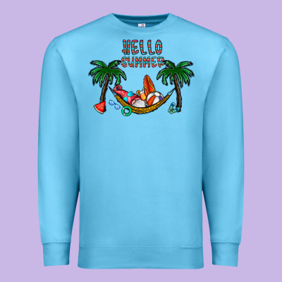 Hello Summer Premium Sweatshirt Designed By Cowhidedigitalart