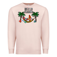 Pale Pink hello summer Premium Sweatshirt - CowhideDigitalArt