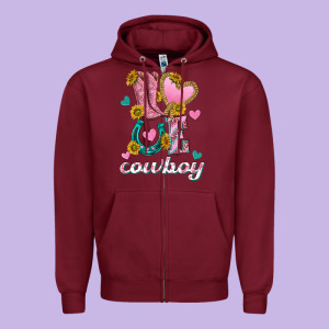 Love Western Cowboy Zipper Hoodie Designed By Texasbilliewilder