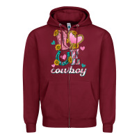 Burgundy love western cowboy Zipper Hoodie - texasbilliewilder