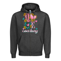 Charcoal Heather love western cowboy Zipper Hoodie - texasbilliewilder