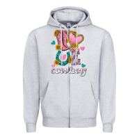 Heather Grey love western cowboy Zipper Hoodie - texasbilliewilder