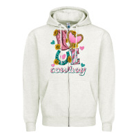 Oatmeal Heather love western cowboy Zipper Hoodie - texasbilliewilder