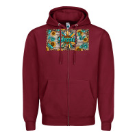 Burgundy Blessed With Sunflower And Gemstone Zipper Hoodie - RanaPortraitStore
