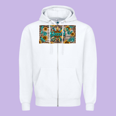 Zipper Hoodie Blessed With Sunflower And Gemstone