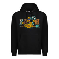 Black western faith arrow sunflowers Premium Hoodie - BarkalooDesign