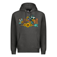 Charcoal Heather western faith arrow sunflowers Premium Hoodie - BarkalooDesign