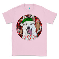 Bubblegum Pink Christmas White Shepherd With Buffalo Plaid Classic Tee - RanaPortraitStore
