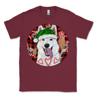 Burgundy Christmas White Shepherd With Buffalo Plaid Classic Tee - RanaPortraitStore