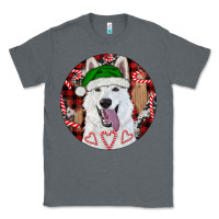 Charcoal Heather Christmas White Shepherd With Buffalo Plaid Classic Tee - RanaPortraitStore