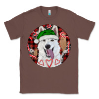 Chestnut Christmas White Shepherd With Buffalo Plaid Classic Tee - RanaPortraitStore