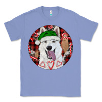 Colony Blue Christmas White Shepherd With Buffalo Plaid Classic Tee - RanaPortraitStore