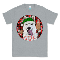 Heather Grey Christmas White Shepherd With Buffalo Plaid Classic Tee - RanaPortraitStore